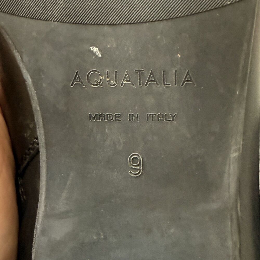 Aquatalia Italian Black Patent Leather Side Zipper Pointed Toe Ankle Boot Size 9 - Picture 10 of 10